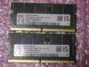 SK hynix 製 16GB×2枚 合計32GB DDR5-ECC−4800 ノートパソコン PCメモリ HMCG78MEBAA092N BA 動作確認済み 