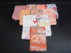 中古 半幅帯 リメイク 絹 化繊 アンティーク レトロ 可愛い 古典柄 刺繍 和装 まとめて10本 和装小物 反物 鞄 着物【夢職】☆☆☆