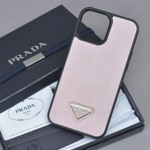 PRADA プラダ iphone 13 pro Max 他対応 アイフォンケース スマホ カバー 黒 ピンク レザー 1ZH150 三角ロゴ 携帯 #60※1127-22/k.e