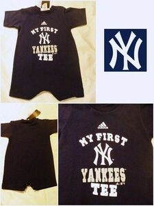 MLB　NY　yankees　ニューヨーク　ヤンキース　ベビー　半袖カバーオール　ファースト　野球　出産祝い　アメリカ　輸入子供服　24M　90cm