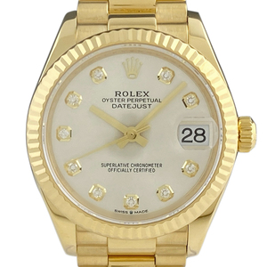 ロレックス ROLEX デイトジャスト 31 10Pダイヤ 278278G 腕時計 YG ダイヤモンド 自動巻き シルバー ボーイズ 【中古】