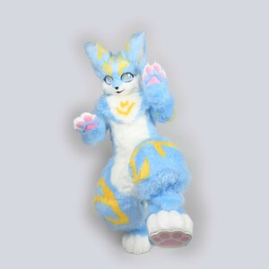 ケモノ 着ぐるみ コスプレ ファースーツ マスク fursuit 水色