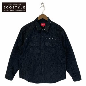 Supreme シュプリーム 22AW ブラック Studded Work Shirt ブラック ゼブラ S トップス コットン メンズ 中古