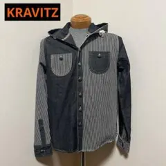 KRAVITZ クラビッツ　切替デニム　パーカー　ヒッコリーデニム　フーディ