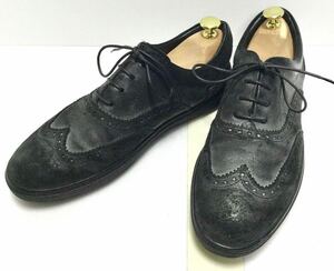 8.5@ 良品「TOD’S」ウィングチップ メダリオン 内バネ レザー シューズ SIZE:6.5/25.5cm相当 イタリア製 ※箱なし