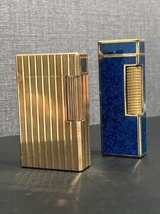 1円〜！st. デュポン dunhill ダンヒル ガスライター ローラー式 ゴールド ブルー ライター 喫煙具 娯楽品 火花確認済