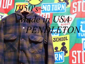 ★雰囲気抜群なシャドーチェックがカッコイイ★Made in USA製アメリカ製PENDLETONペンドルトンビンテージウールシャツ50s60s50年代60年代M