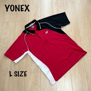 YONEX ヨネックス ゲームシャツ メンズ　Lサイズ　テニス バドミントン 半袖　ウェア VERY COOL ベリークール　レッド　ブラック　ホワイト