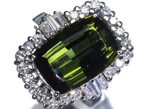 UM14281S【1円～】新品仕上【RK宝石】≪Tourmaline≫ 極上グリーントルマリン 特大7.15ct 極上ダイヤモンド 総計1.00ct Pt900 高級リング