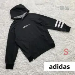 adidas アディダス　パーカー　黒　スリット　モノトーン　着回し　美品