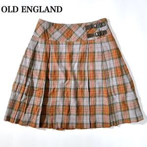 OLD ENGLAND オールドイングランド ウール チェックプリーツスカート 36 S レディース C12515-78