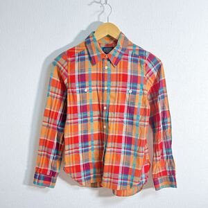 f922FF UNTITLED×PENDLETON アンタイトル×ペンドルトン サイズ0(S位) 長袖シャツ チェック柄 オレンジレッド レディース コットン100%