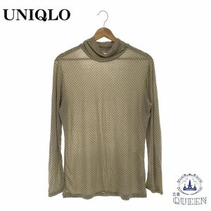 UNIQLO ユニクロ カットソー ロンT トップス タートルネック ドット柄 長袖 レディース ホワイト XL 901-397 送料無料