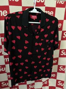 ☆希少☆超激レア☆Supreme Hearts Rayon Shirt Black Red 黒 赤 ブラック レッド ハート ハーツ レーヨン シャツ