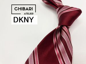 【超美品】DKNY　ダナキャラン　レジメンタル柄 ネクタイ 3本以上 送料無料 メンズ ワインレッド　1105126