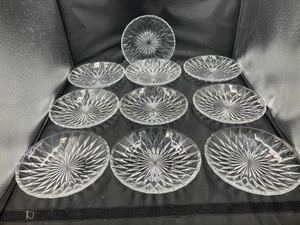 ギヤマン　中皿　切子　10客　10枚　カットガラス　日本料理　懐石料理　刺身皿　今回限り