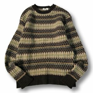 《良品◎》J.CREW ジェイクルー★巨人タグ*ラムウール*ボーダーデザイン*ニット*セーター*ブラウン/ベージュ*サイズL(LW1615)◆S60