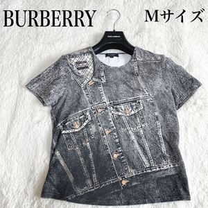 希少 極美品 BURBERRY プリント ノバチェック カットソー Tシャツ バーバリー デニム柄 Mサイズ