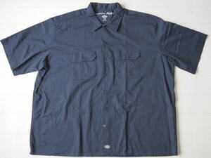 ☆送料無料☆ Dickies ディッキーズ USA直輸入 古着 半袖 FLEX ボックス ワークシャツ メンズ 3XL ネイビー トップス 中古 即決