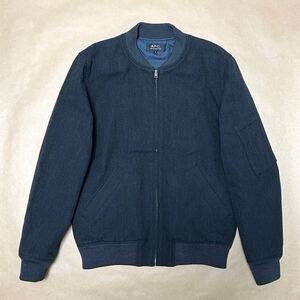 美品 A.P.C. MA-1 ボンバー ジャケット ブラックグレー S ウール コットン ブルゾン メンズノンノ 三宅亮輔 着用 APC アーペーセー @b164