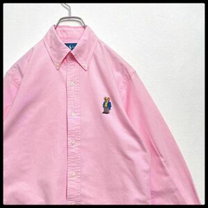 激レア　ポロラルフローレン　ポロベア　刺繍　ボタンダウン　長袖シャツ　ピンク　XSサイズ　Polo Ralph Lauren