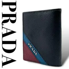 美品 3174 PRADA プラダ 三つ折り財布 サフィアーノ レザー ブラック