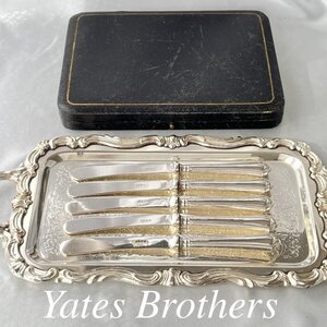 【Yates Brothers 】 【純銀ハンドル】 ティーナイフ 5本 1925年 ケース