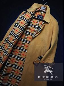 s80奇跡の一着！【一枚袖！ノバチェック総柄】定価20万●BURBERRY COLLECTION ラムウールステンカラーコート バーバリーコート メンズ　