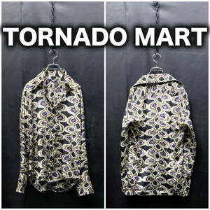 TORNADO MART 光沢総柄シャツ Mサイズ サテン ポリシャツ ヒッピー サイケデリック トルネードマート