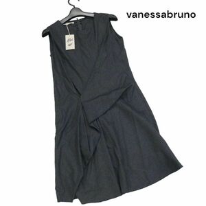 【新品 未使用】 vanessabruno ヴァネッサ ブリューノ ドレープ デザイン♪ ノースリーブ ワンピース Sz.38　レディース　K3T00785_A#E