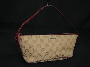 1円 ■美品■ GUCCI グッチ 07198 2123 GG柄 GGキャンバス ワンハンドル ハンドバッグ セカンドバッグ レディース ベージュ系 BF8359