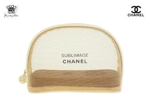 シャネル ノベルティ ラウンドポーチ 半月型 サブリマージュ 収納ポケット付き メッシュ CHANEL SUBLIMAGE【New 新品】