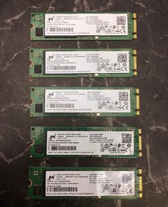 1円～ ■ M.2　SSD　256GB　5点　まとめ売り　Micron　データ消去済　動作可