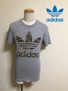 adidas originals アディダス オリジナルス ビッグロゴ トレフォイル カモフラ Tシャツ トップス サイズO 半袖 グレー S89919