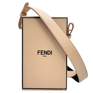 フェンディ FENDI バーティカルカバ ボックス 8BT339 ピンク×ブラック ゴールド金具 レザー ショルダーバッグ レディース 中古