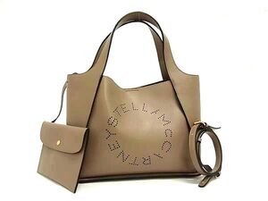 1円 ■新品同様■ STELLA McCARTNEY ステラ マッカートニー レザー 2WAY ハンドバッグ トート ショルダー 肩掛け グレージュ系 FL0292