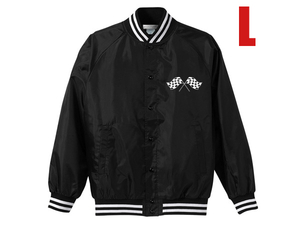 CHECKER FLAGS NYLON STADIUM JKT BLACK L/スタジャンスタジアムジャンパースイングトップヴィンテージvintageハーレーダビッドソン50s60s