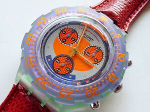 未使用電池交換済 美品 スウォッチ Swatch アクアクロノ 1994年モデル RED HARBOUR 品番SBG100