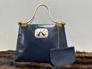 Kitamura キタムラ ハンドバッグ レザー 本革 バッグ ネイビー　21.5×30×8.5ｃｍ　手提げ　⑬