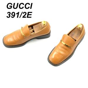 即決 GUCCI グッチ 24.5cm 39.5E 1399 メンズ レザーシューズ ローファー 茶 ブラウン 革靴 皮靴 ビジネスシューズ