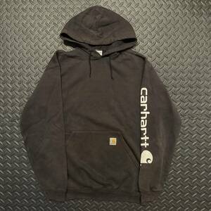 Carhartt カーハート 袖ロゴ プルオーバー パーカー 黒 ワンポイント