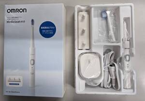 (未使用) OMRON オムロン 音波式電動歯ブラシ Mediclean917 HT-B917-W 箱付 取説付 簡易動作確認済 付属品画像の通り