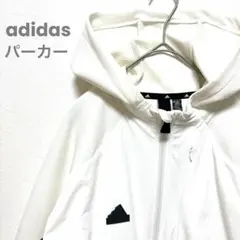 adidas アディダス ナイロン コンビ パーカー 白 ホワイト