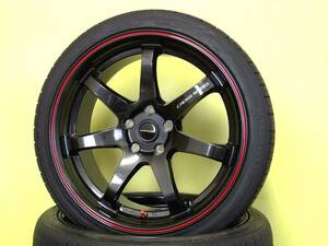 S3795 新品 4本 クロススピード CR7 8.5J +45 5H 114.3 軽量 ガンメタ レッドライン 245/35R19 クムホ クラウン マークX カムリ RX-8 RX8