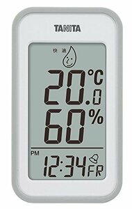 タニタ 温湿度計 温度 湿度 デジタル 壁掛け 時計付き 卓上 マグネット グレー TT-559 GY