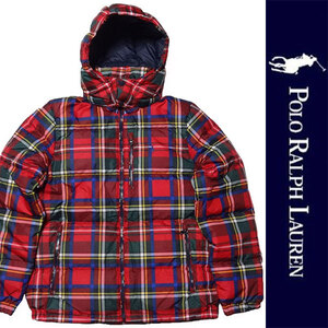 新品 POLO RALPH LAUREN BOYS DOWN JACKET ポロ ラルフローレン ダウンジャケット チェック レッド ポニー ボーイズ メンズ 刺繍 XL 正規品