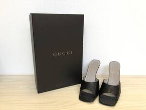 《8873》GUCCI グッチ ミュール サンダル 黒 37 イタリア 箱付