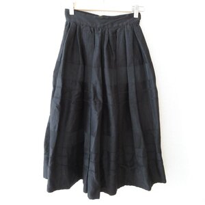 美品 MADISON BLUE マディソンブルー TUCK＆GATHER SKIRT ミモレ丈 タックギャザー フレアスカート MB181-6026 XS ブラック ◆