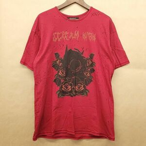 261412【Mサイズ】Moonage Devilment x PROPA9ANDA SCREAM HIGH CRASH 半袖 Tシャツ レッド P63056 清春 パンク ロック