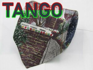 【クリスマス】 OC 771 タンゴ TANGO ネクタイ 紺色系 アート サンタクロース トナカイ プリント